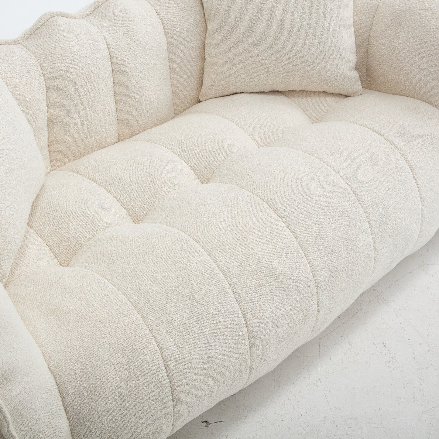 Poltrona a sacco quadrata in ciniglia da 66 pollici con anima in schiuma ad alta resilienza, braccioli e maniglia