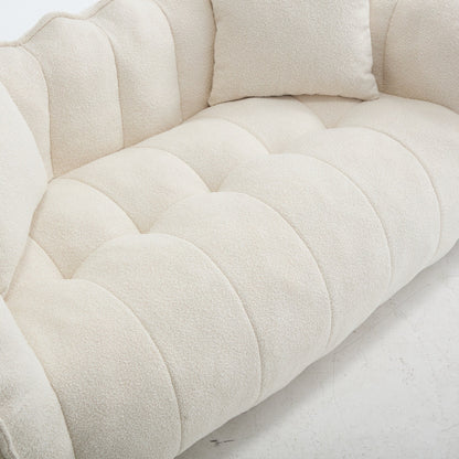 Poltrona a sacco quadrata in ciniglia da 66 pollici con anima in schiuma ad alta resilienza, braccioli e maniglia