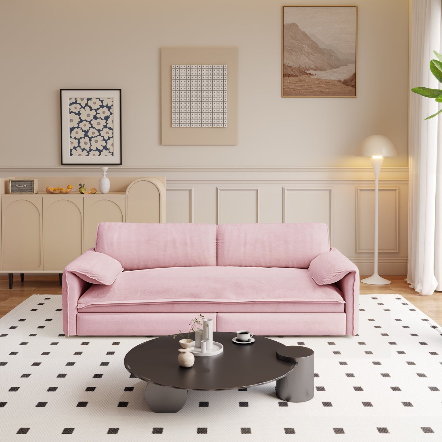 Divano letto estraibile da 66 pollici, divano letto convertibile 3 in 1 con contenitore laterale, divano letto multifunzionale in velluto