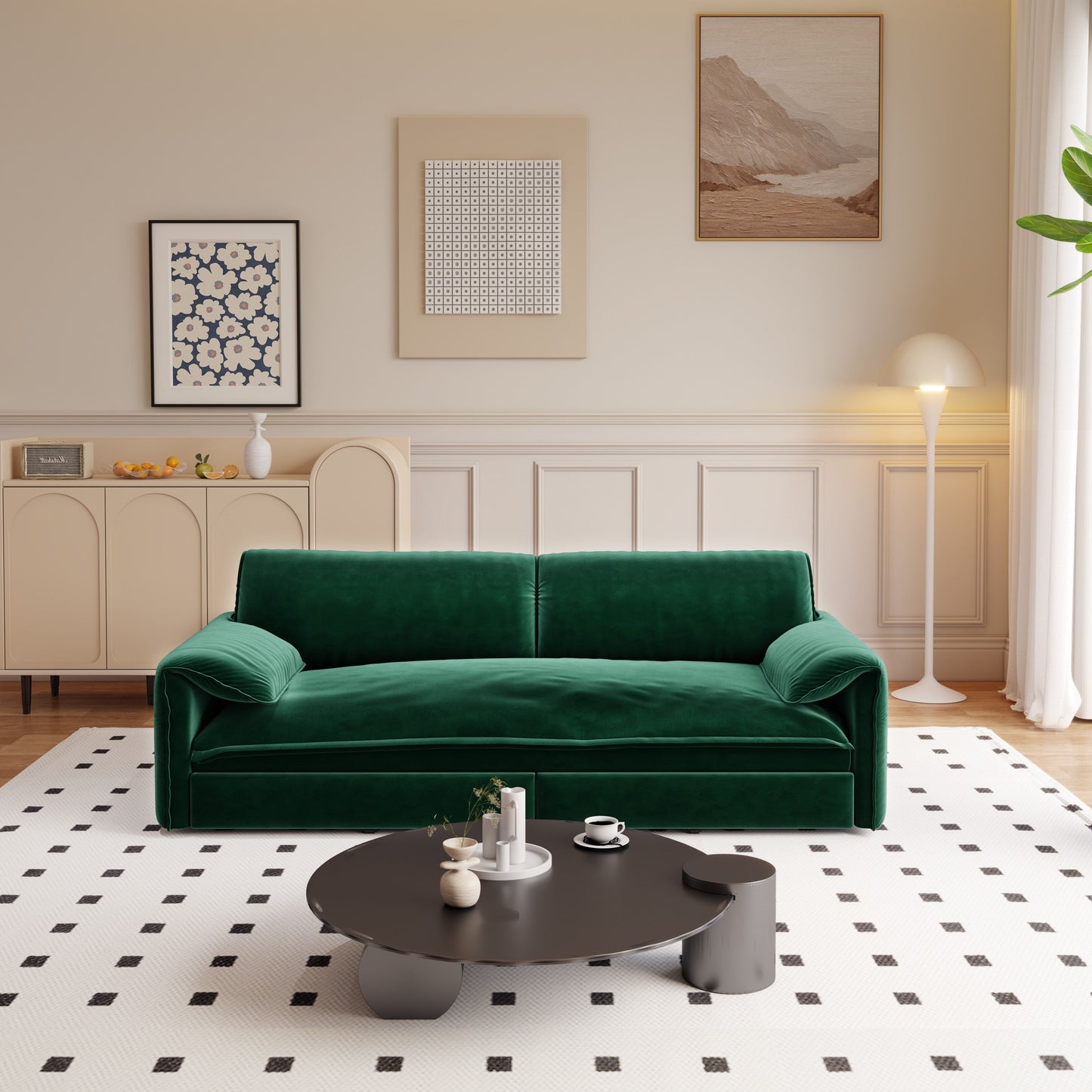 Divano letto estraibile da 66 pollici, divano letto convertibile 3 in 1 con contenitore laterale, divano letto multifunzionale in velluto