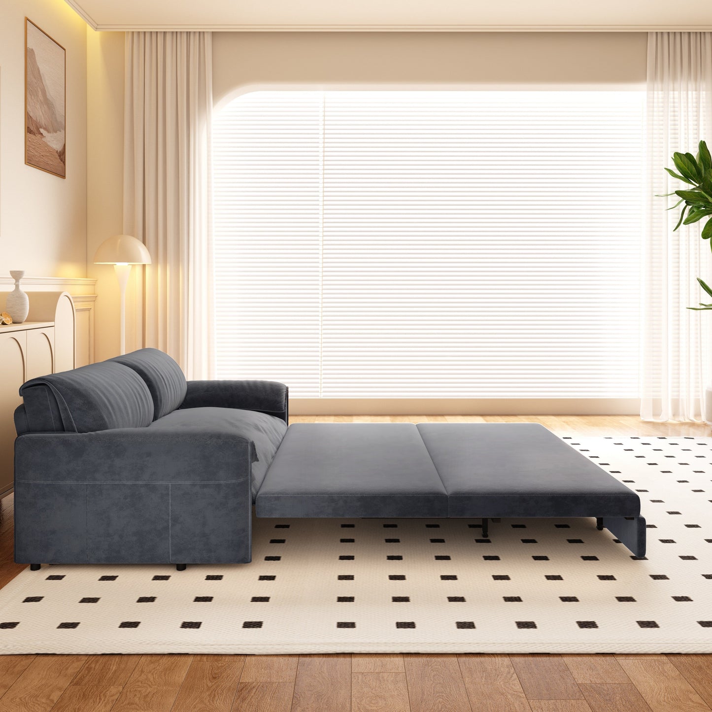 Divano letto estraibile da 66 pollici, divano letto convertibile 3 in 1 con contenitore laterale, divano letto multifunzionale in velluto