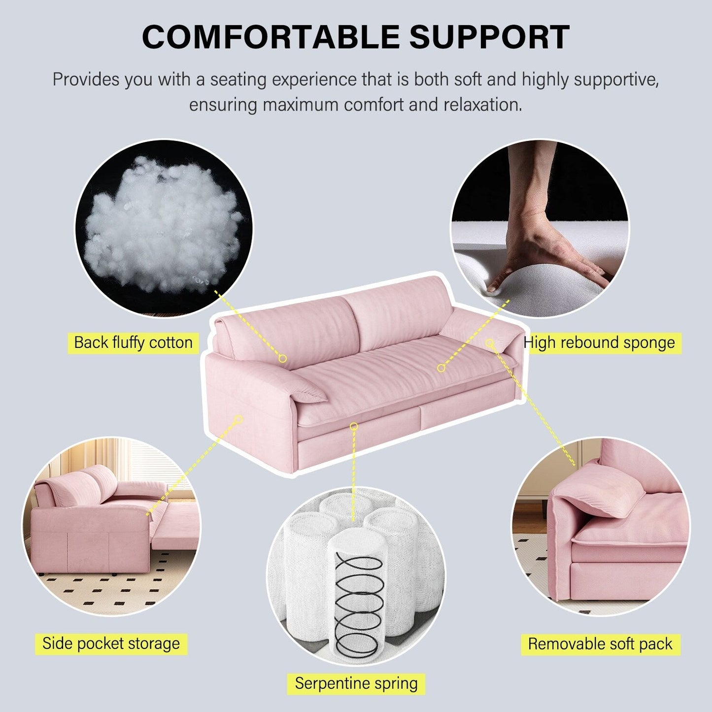 Divano letto estraibile da 66 pollici, divano letto convertibile 3 in 1 con contenitore laterale, divano letto multifunzionale in velluto