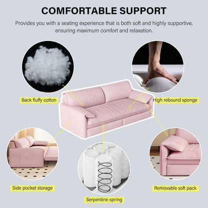 Divano letto estraibile da 66 pollici, divano letto convertibile 3 in 1 con contenitore laterale, divano letto multifunzionale in velluto