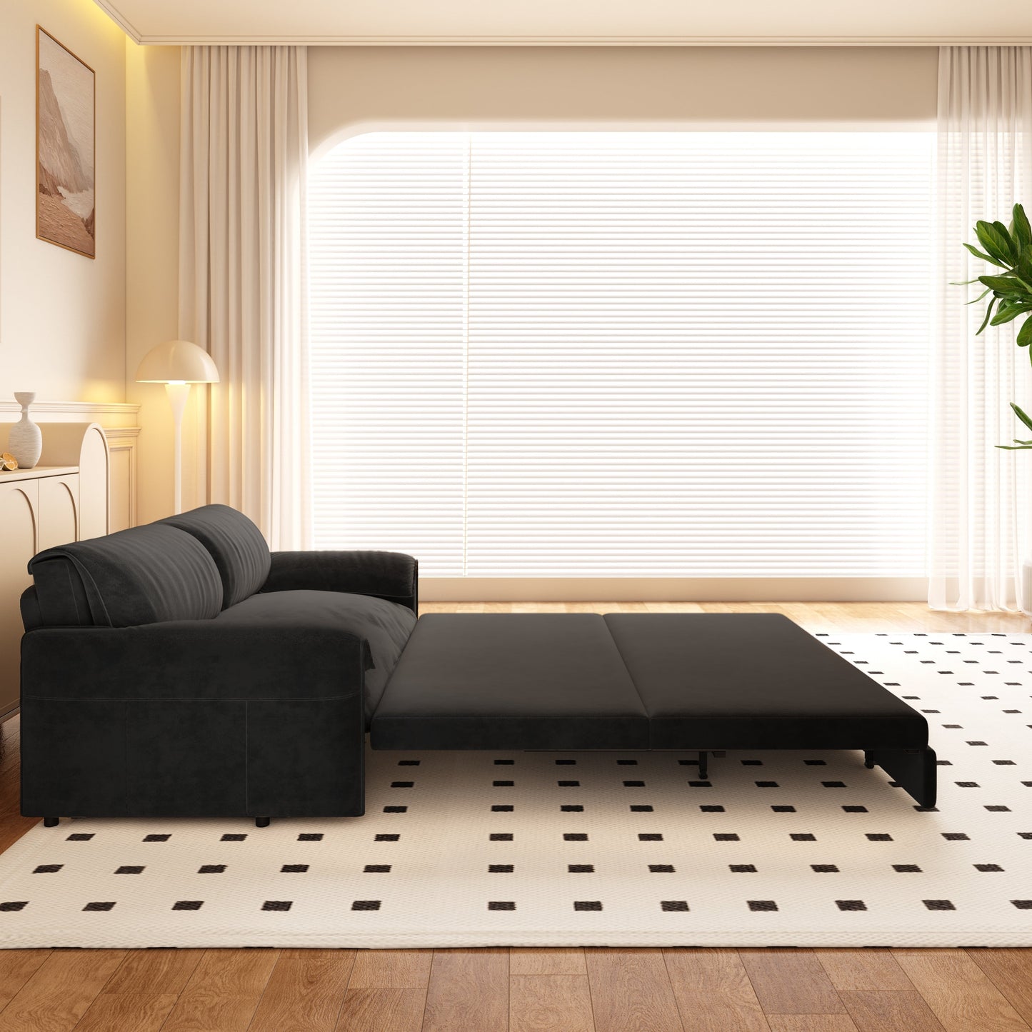 Divano letto estraibile da 66 pollici, divano letto convertibile 3 in 1 con contenitore laterale, divano letto multifunzionale in velluto