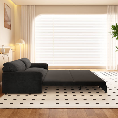 Divano letto estraibile da 66 pollici, divano letto convertibile 3 in 1 con contenitore laterale, divano letto multifunzionale in velluto