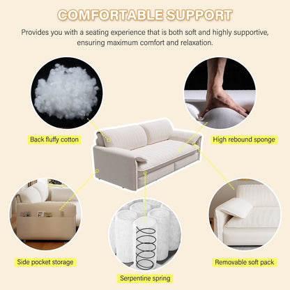 Divano letto estraibile da 66 pollici, divano letto convertibile 3 in 1 con contenitore laterale, divano letto multifunzionale in velluto