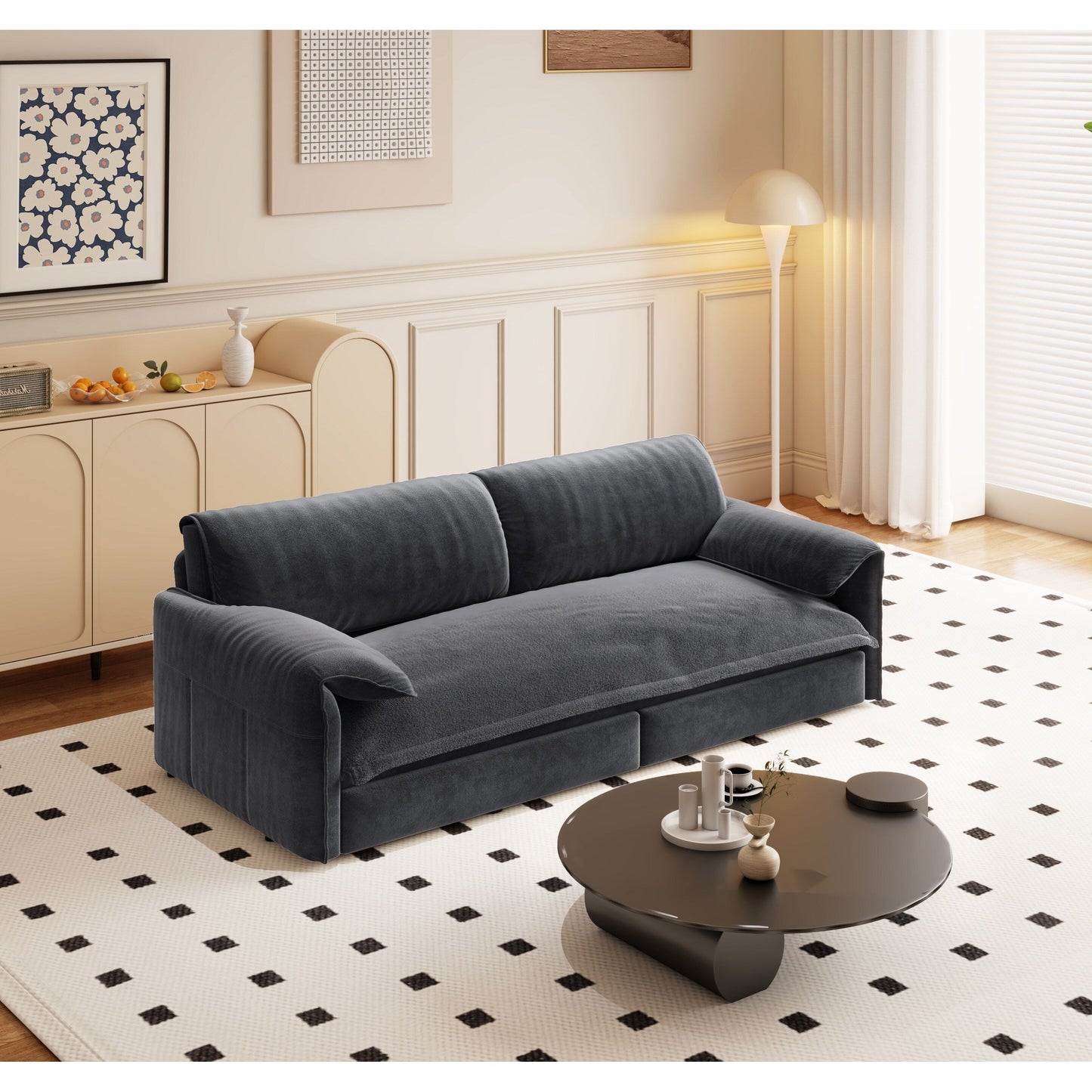 Divano letto estraibile da 66 pollici, divano letto convertibile 3 in 1 con contenitore laterale, divano letto multifunzionale in velluto