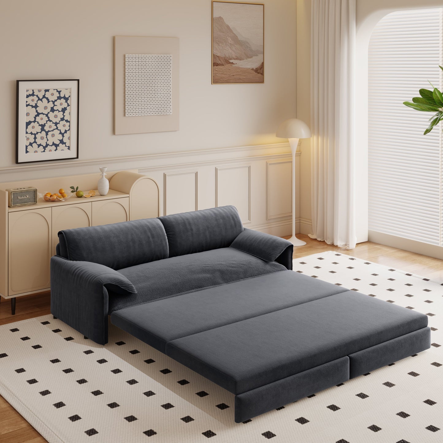 Divano letto estraibile da 66 pollici, divano letto convertibile 3 in 1 con contenitore laterale, divano letto multifunzionale in velluto