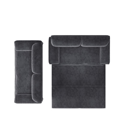 Divano letto 66Velluto a 2 posti con contenitore laterale per soggiorno, appartamento