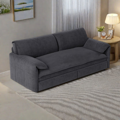 Divano letto 66Velluto a 2 posti con contenitore laterale per soggiorno, appartamento