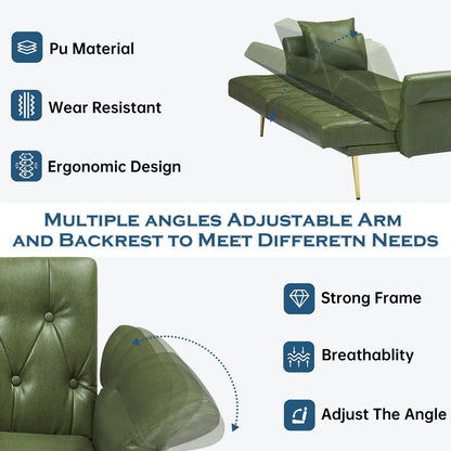 Divano letto in similpelle da 67,71 pollici con braccioli regolabili - 67,71 L * 33,07 P * 31,1 A