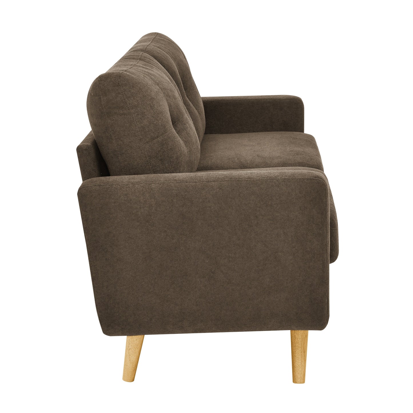 Divano a due posti imbottito di metà secolo con gambe in legno - 29,5 P x 67,7 L x 34,6 A