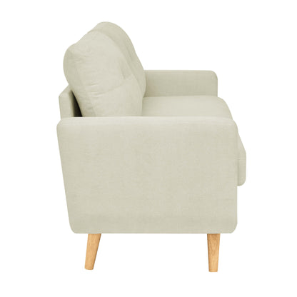 Divano a due posti imbottito di metà secolo con gambe in legno - 29,5 P x 67,7 L x 34,6 A