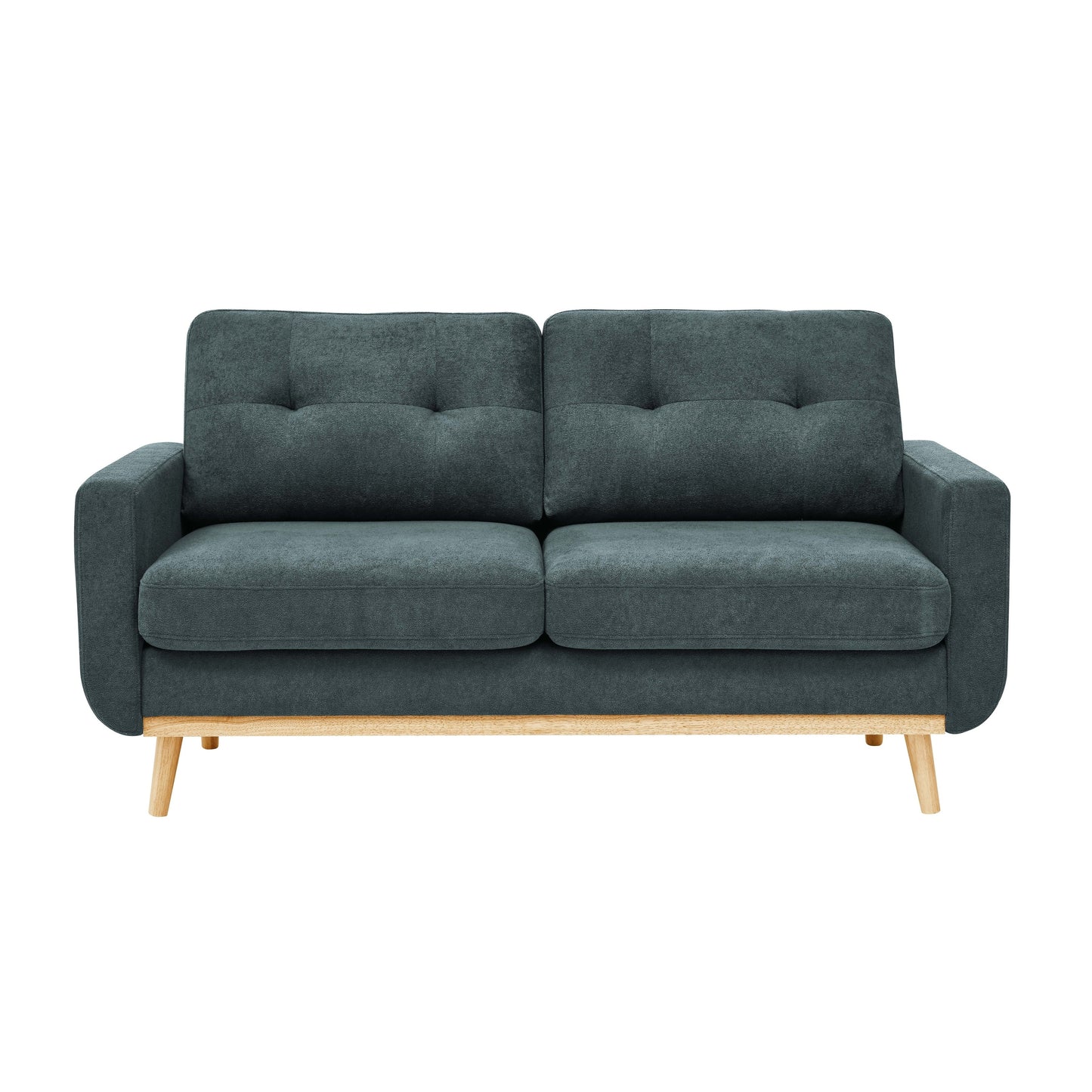 Divano a due posti imbottito di metà secolo con gambe in legno - 29,5 P x 67,7 L x 34,6 A