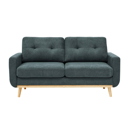 Divano a due posti imbottito di metà secolo con gambe in legno - 29,5 P x 67,7 L x 34,6 A