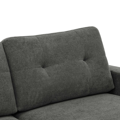 Divano a due posti imbottito di metà secolo con gambe in legno - 29,5 P x 67,7 L x 34,6 A