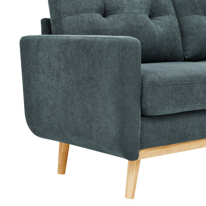 Divano a due posti imbottito di metà secolo con gambe in legno - 29,5 P x 67,7 L x 34,6 A