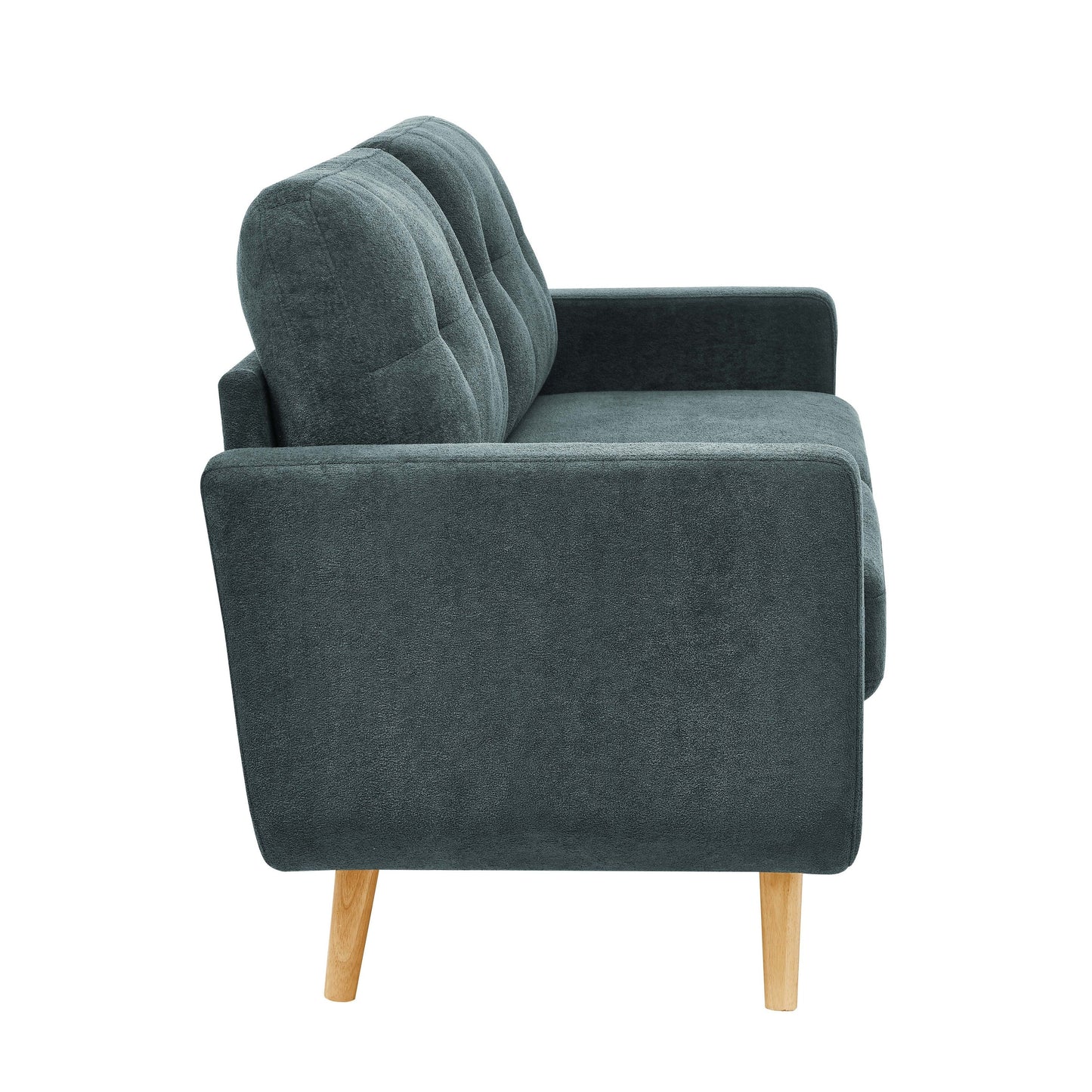 Divano a due posti imbottito di metà secolo con gambe in legno - 29,5 P x 67,7 L x 34,6 A