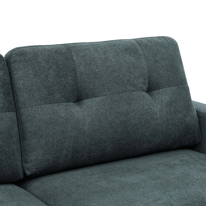 Divano a due posti imbottito di metà secolo con gambe in legno - 29,5 P x 67,7 L x 34,6 A