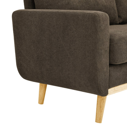 Divano a due posti imbottito di metà secolo con gambe in legno - 29,5 P x 67,7 L x 34,6 A