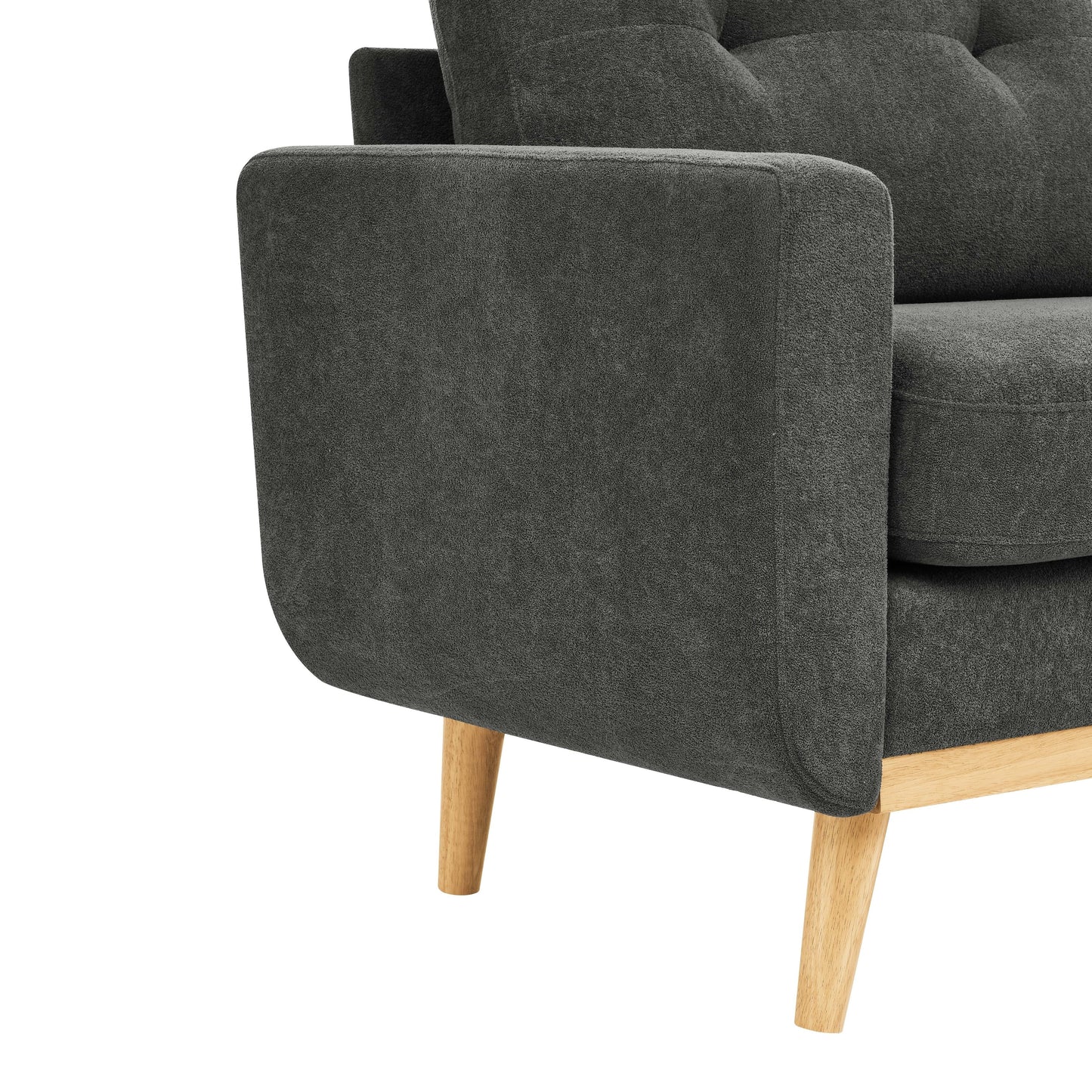 Divano a due posti imbottito e trapuntato in stile moderno di metà secolo, largo 67,7 cm, con gambe in legno