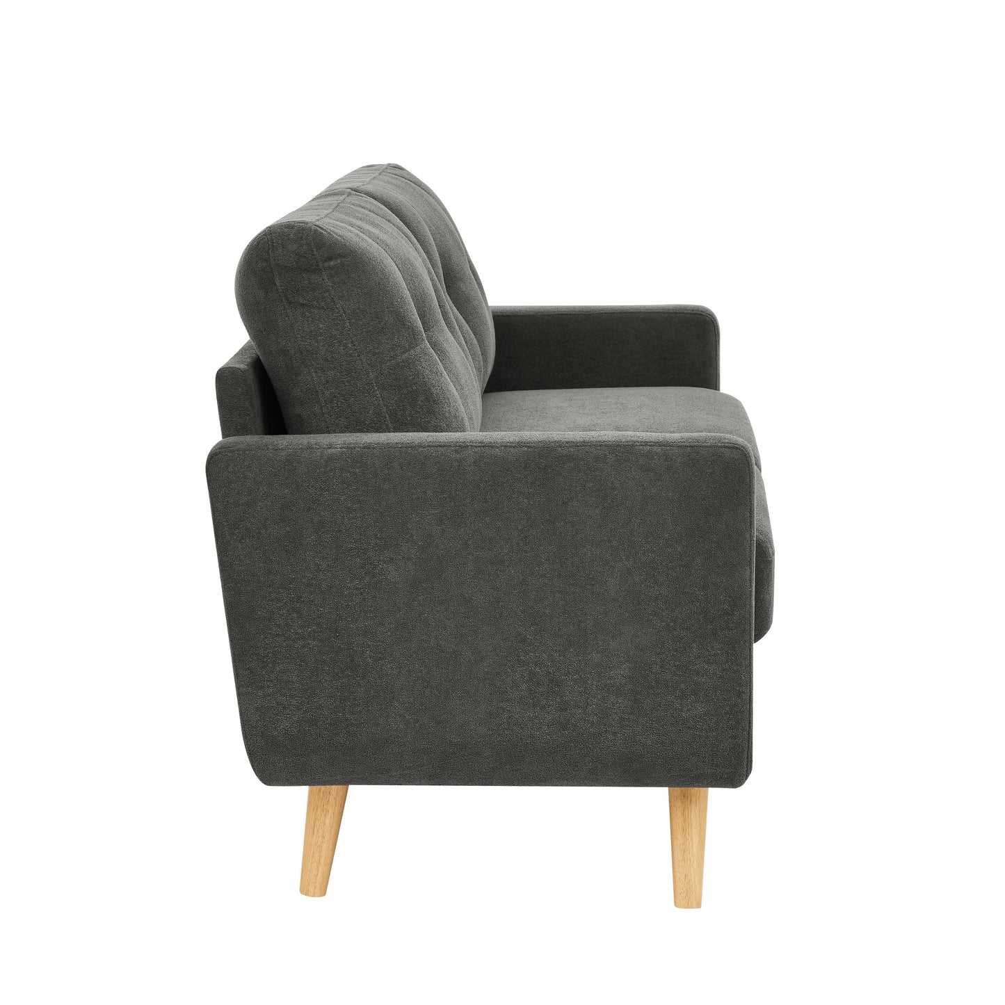 Divano a due posti imbottito e trapuntato in stile moderno di metà secolo, largo 67,7 cm, con gambe in legno