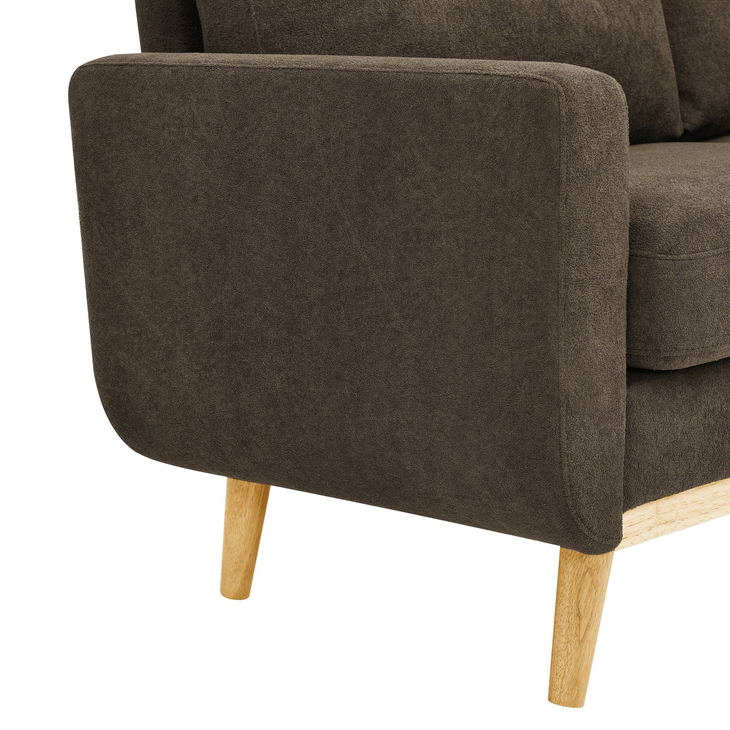 Divano a due posti imbottito e trapuntato in stile moderno di metà secolo, largo 67,7 cm, con gambe in legno