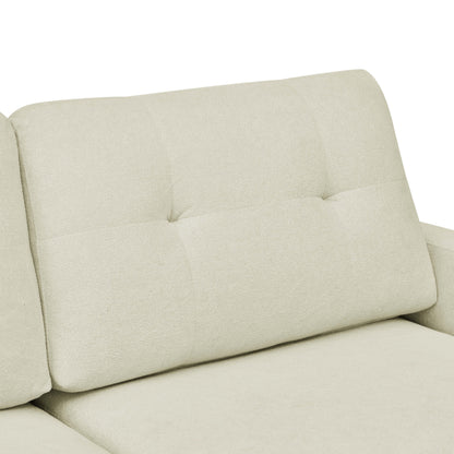 Divano a due posti imbottito e trapuntato in stile moderno di metà secolo, largo 67,7 cm, con gambe in legno