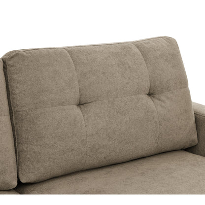 Divano a due posti imbottito e trapuntato in stile moderno di metà secolo, largo 67,7 cm, con gambe in legno