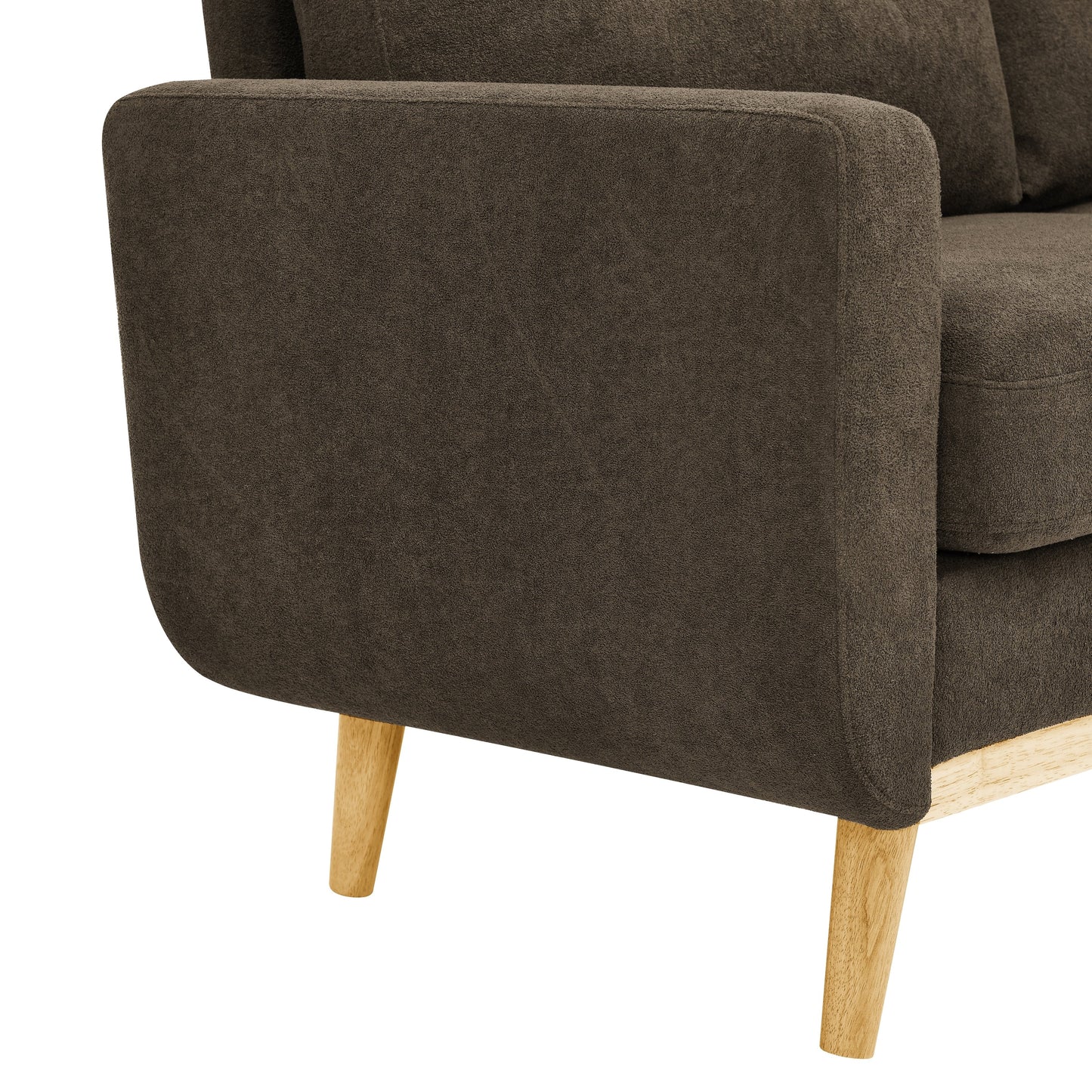 Divano a due posti imbottito e trapuntato in stile moderno di metà secolo, largo 67,7 cm, con gambe in legno