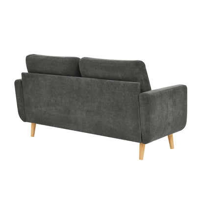 Divano a due posti imbottito e trapuntato in stile moderno di metà secolo, largo 67,7 cm, con gambe in legno