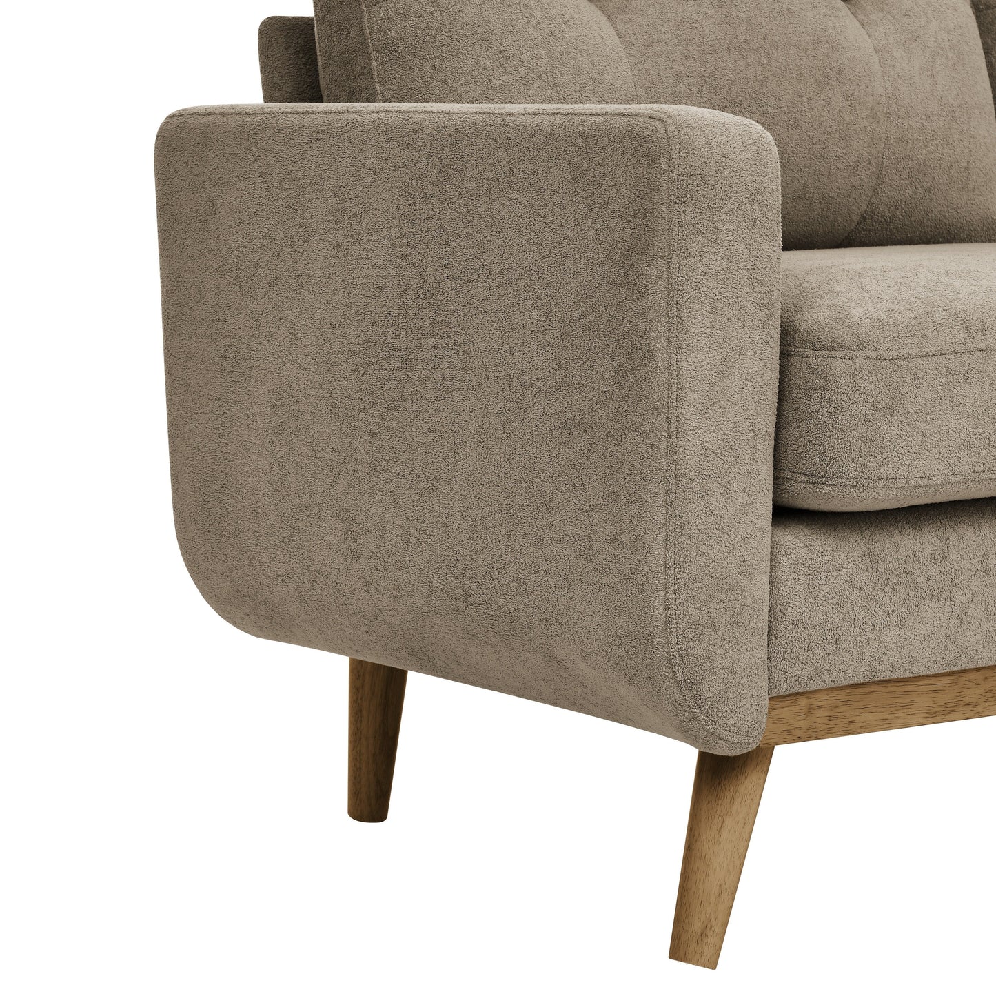 Divano a due posti imbottito e trapuntato in stile moderno di metà secolo, largo 67,7 cm, con gambe in legno