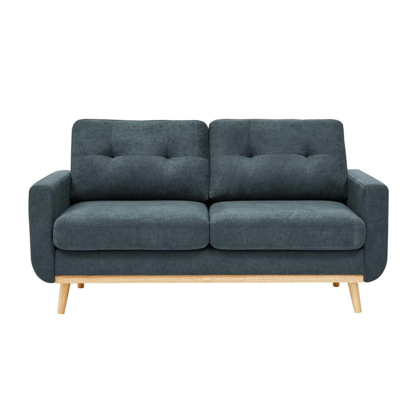 Divano a due posti imbottito e trapuntato in stile moderno di metà secolo, largo 67,7 cm, con gambe in legno