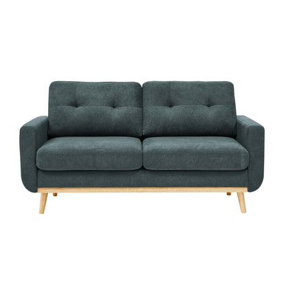 Divano a due posti imbottito e trapuntato in stile moderno di metà secolo, largo 67,7 cm, con gambe in legno