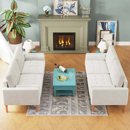 Divano a due posti imbottito da 67,7'' per piccoli spazi con gambe in legno massello, montaggio senza attrezzi