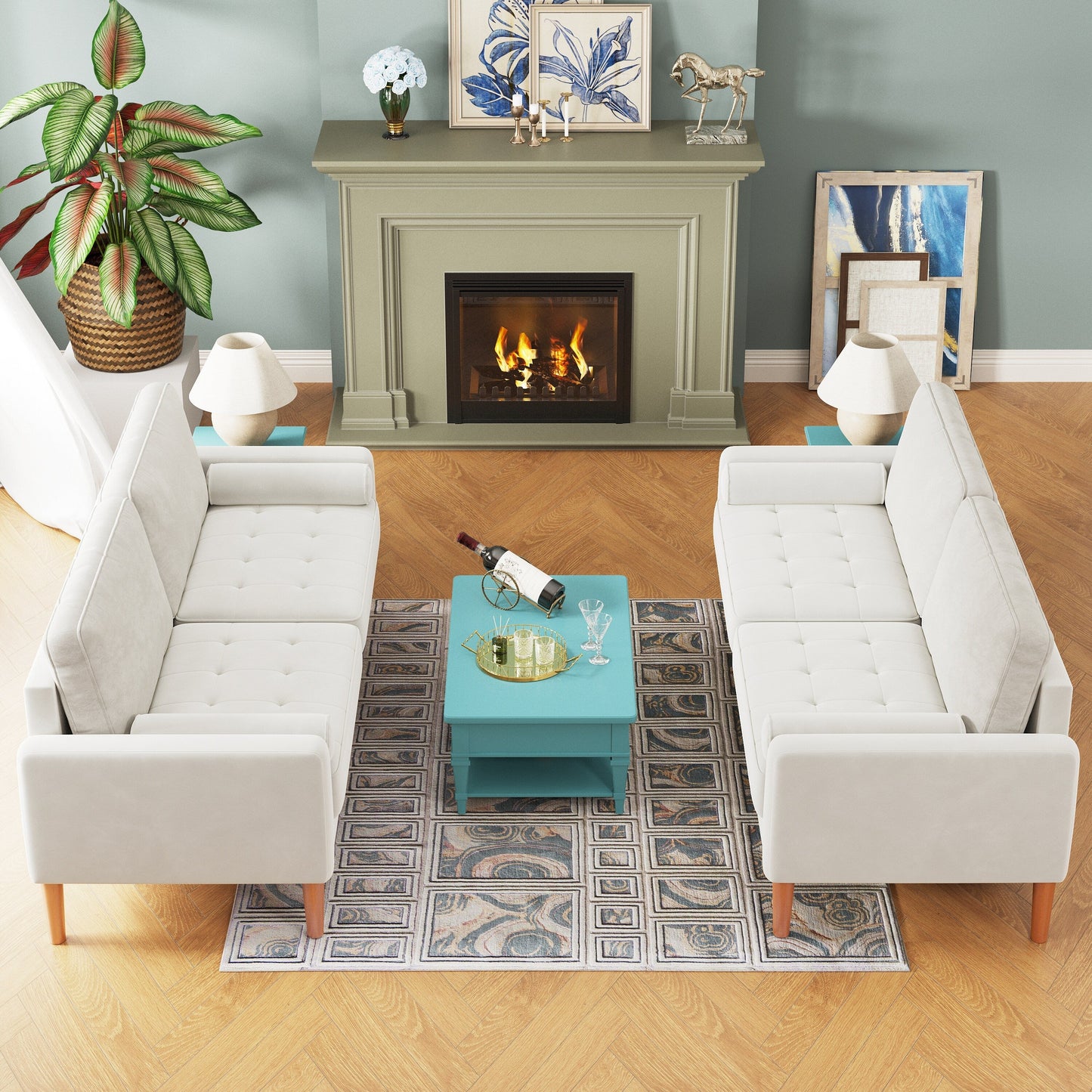 Divano imbottito a 3 posti da 67,7'', con struttura in legno massello, cuscini in schiuma ad alta densità, montaggio senza attrezzi