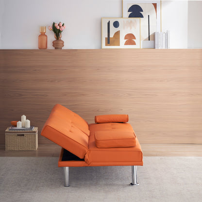 Divano letto pieghevole multifunzionale doppio in PU da 67 pollici con tavolino da caffè