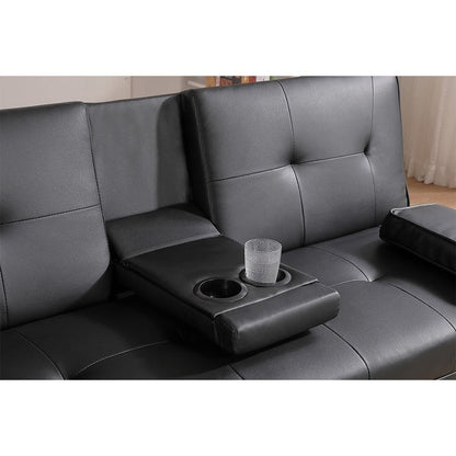 Divano letto pieghevole multifunzionale doppio in PU da 67 pollici con tavolino da caffè