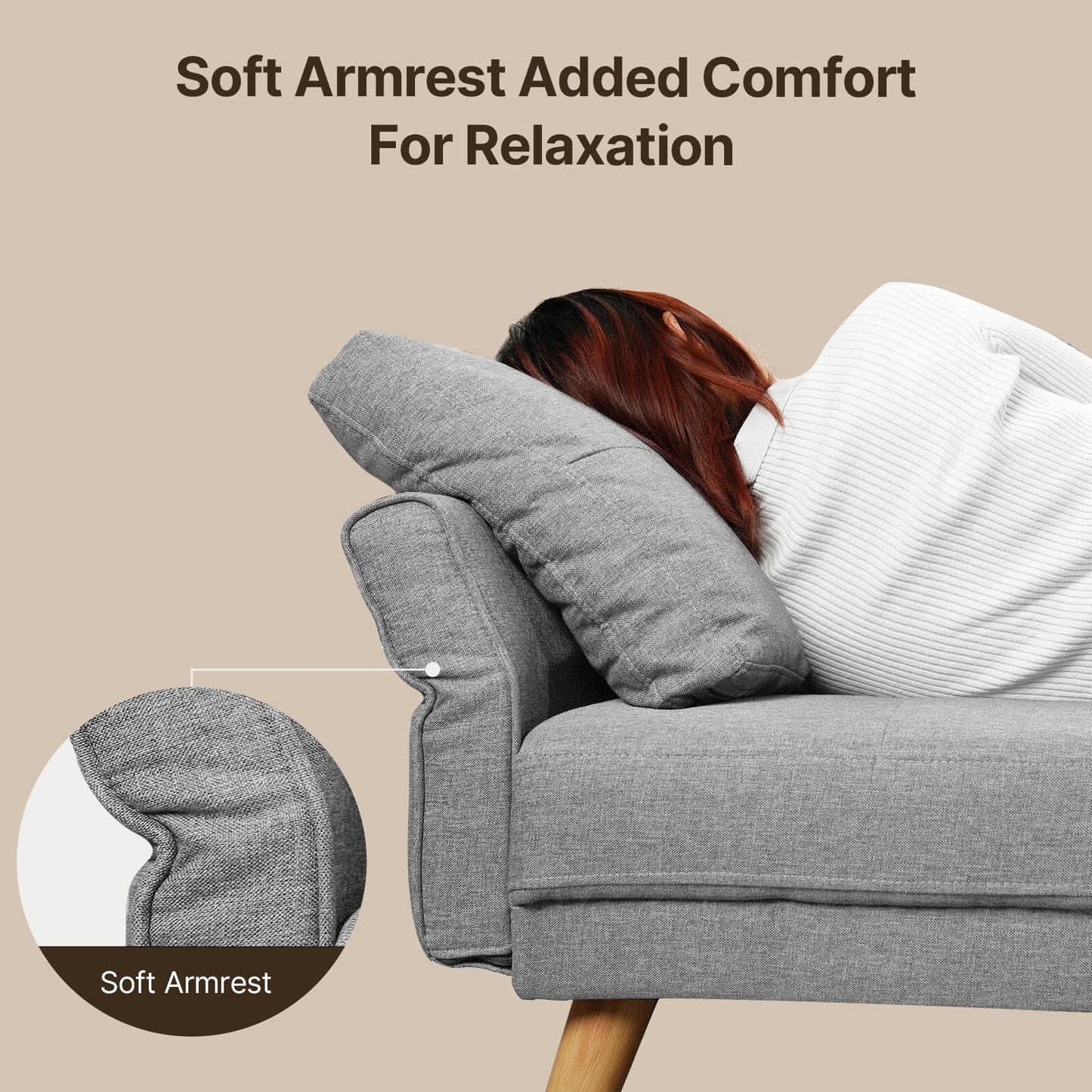 Divano da 67" con braccioli morbidi, piccolo divano con 3 comodi cuscini, divano a 3 posti per soggiorno