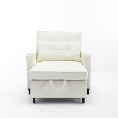 Divano letto singolo convertibile 3 in 1 in similpelle da 68,12 pollici con porte USB e resistente all'usura per il soggiorno