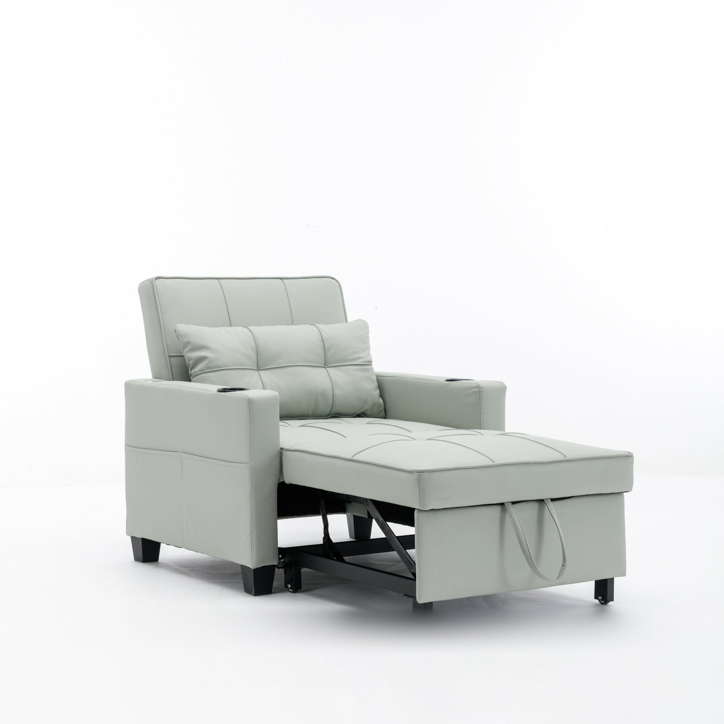 Divano letto singolo convertibile 3 in 1 in similpelle da 68,12 pollici con porte USB e resistente all'usura per il soggiorno