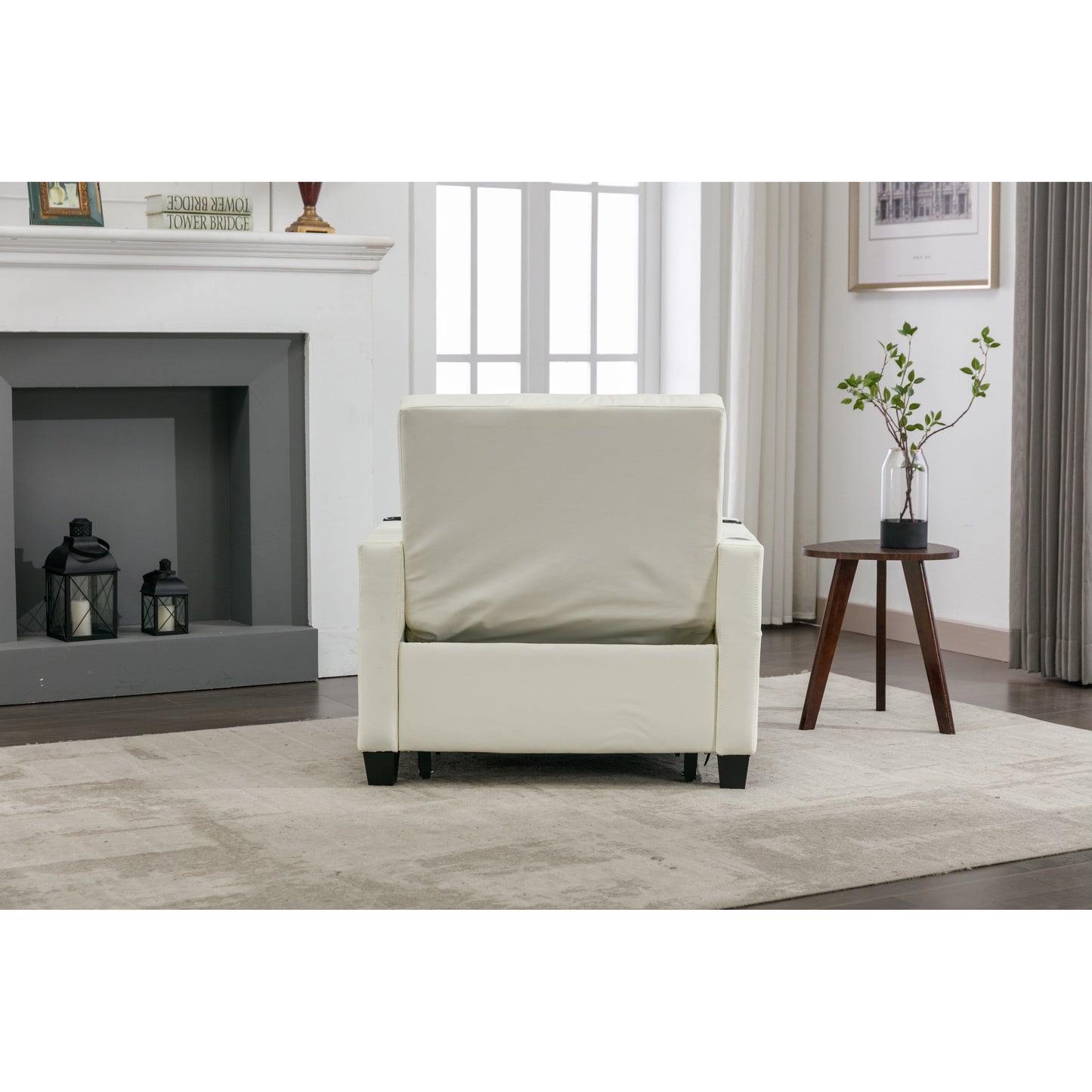 Divano letto singolo convertibile 3 in 1 in similpelle da 68,12 pollici con porte USB e resistente all'usura per il soggiorno