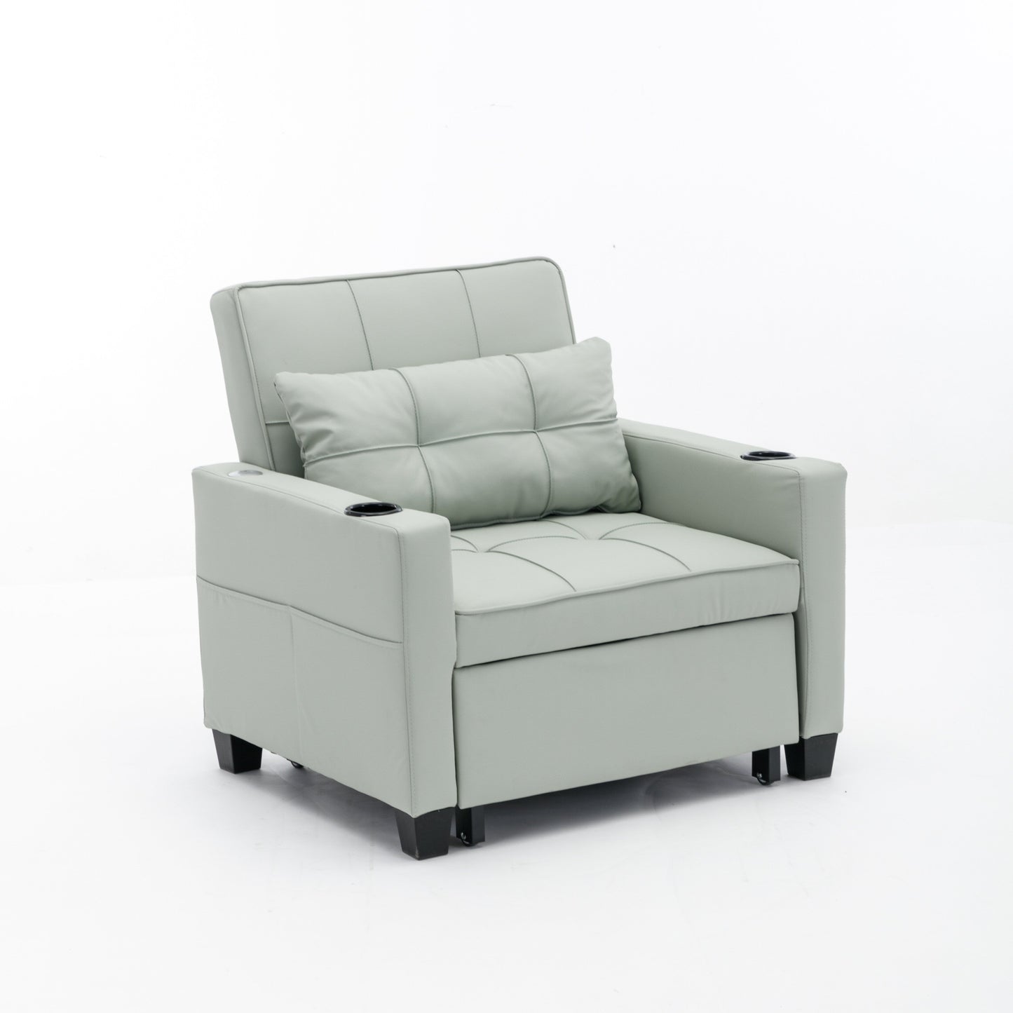 Divano letto singolo convertibile 3 in 1 in similpelle da 68,12 pollici con porte USB e resistente all'usura per il soggiorno