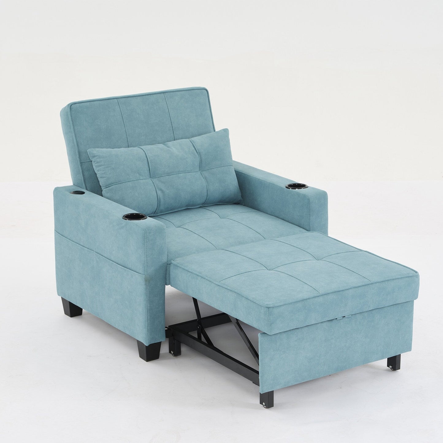 Divano letto singolo convertibile 3 in 1 Tech Clothr da 68,12 pollici con porte USB e resistente all'usura per il soggiorno