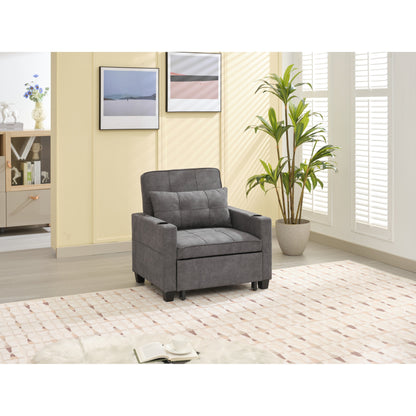 Divano letto singolo convertibile 3 in 1 Tech Clothr da 68,12 pollici con porte USB e resistente all'usura per il soggiorno