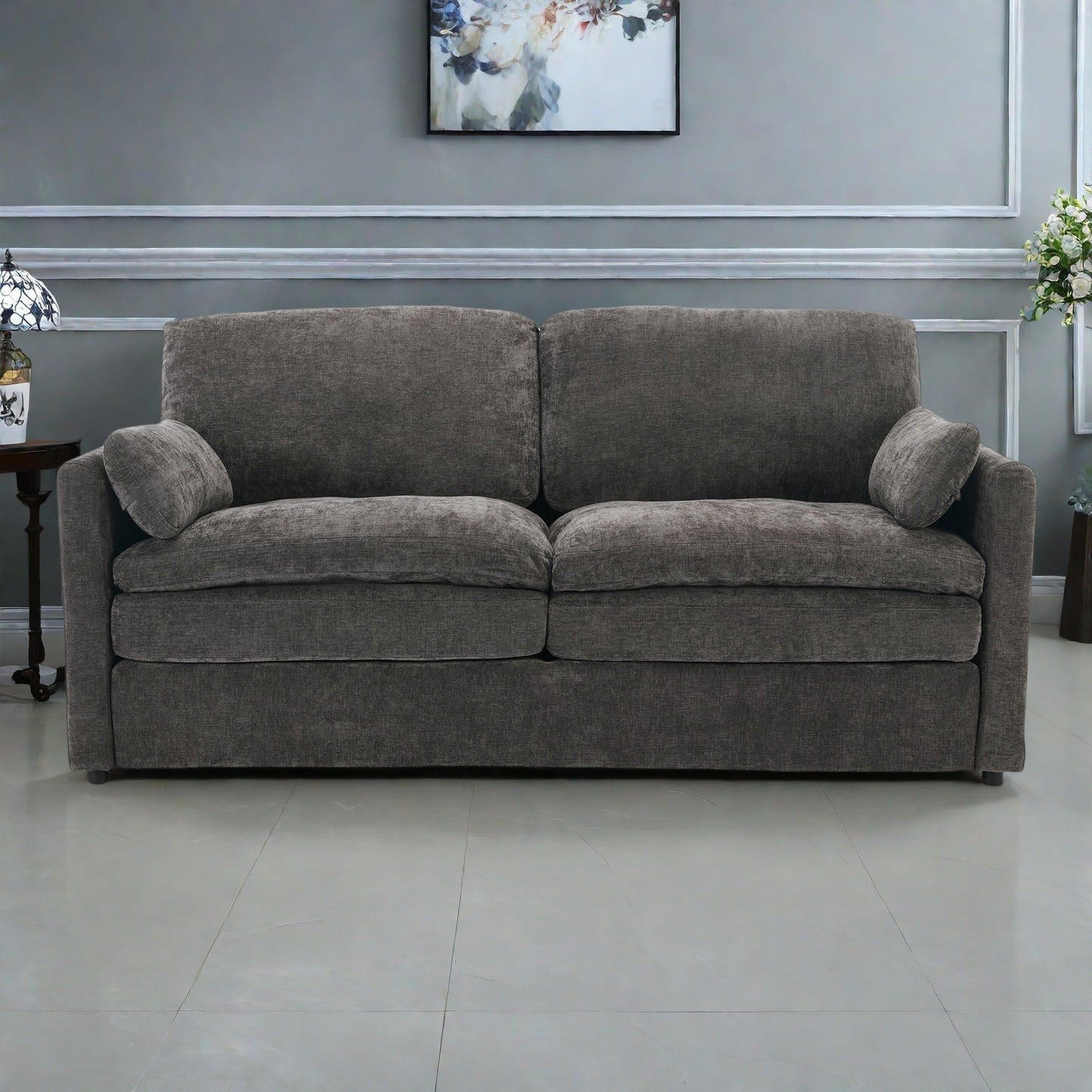 Divano 68.1 in ciniglia a 2 posti con cuscini a doppio strato per soggiorno