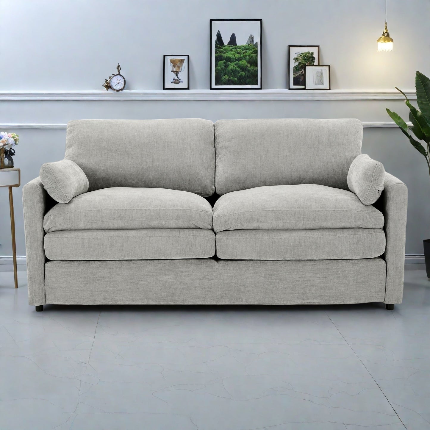 Divano 68.1 in ciniglia a 2 posti con cuscini a doppio strato per soggiorno