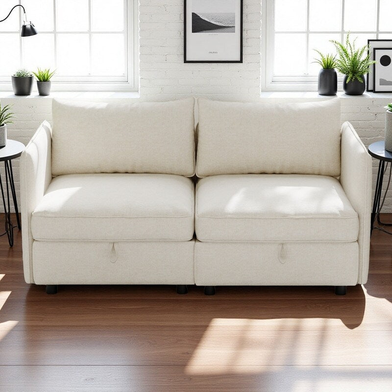 Divano a due posti in ciniglia di metà secolo, con vano portaoggetti nascosto e capacità di 250 libbre