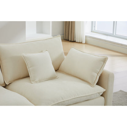 Divano componibile modulare in ciniglia 68 con design a L, pouf rimovibile e configurazione a 2 posti