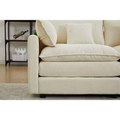 Divano componibile modulare in ciniglia 68 con design a L, pouf rimovibile e configurazione a 2 posti